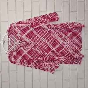 Susan Graver Semi-Sheer Pink Tie-Dye Women's Top. Size 16 NWOT